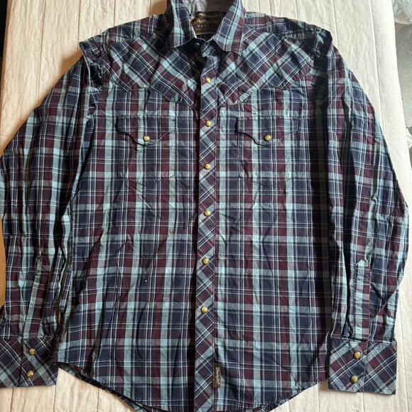 Wrangler Retro Shirt Mens Small Long Sleeve Button Up Pearl Snap Plaid Western - Picture 2 of 11